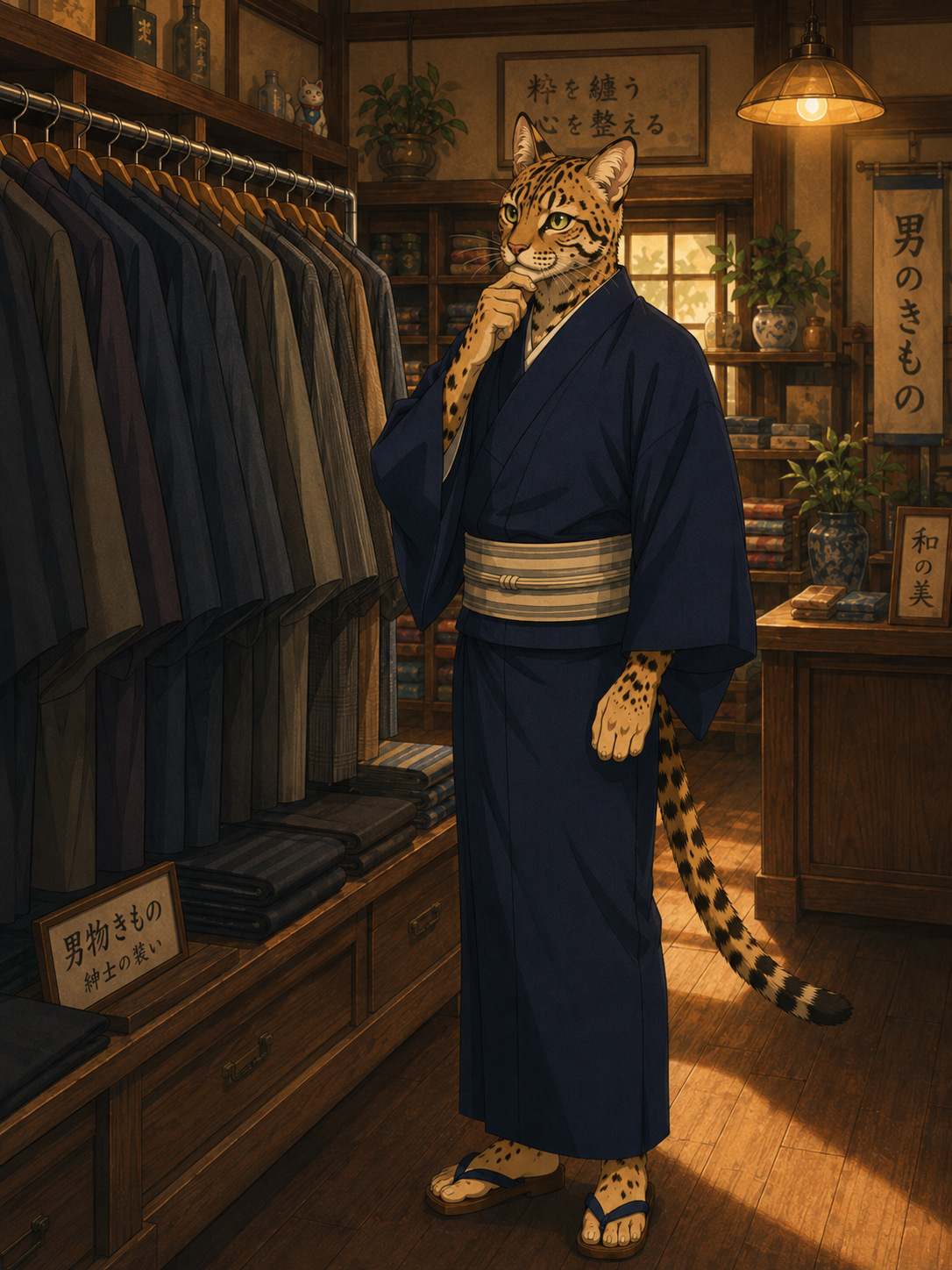 着物屋で着物を選ぶほおずき