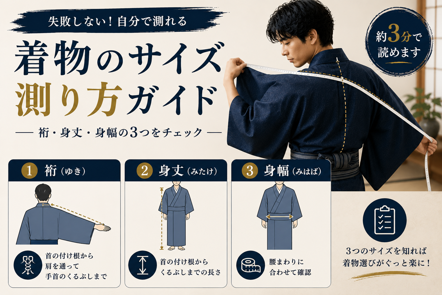 着物のサイズ測り方ガイド